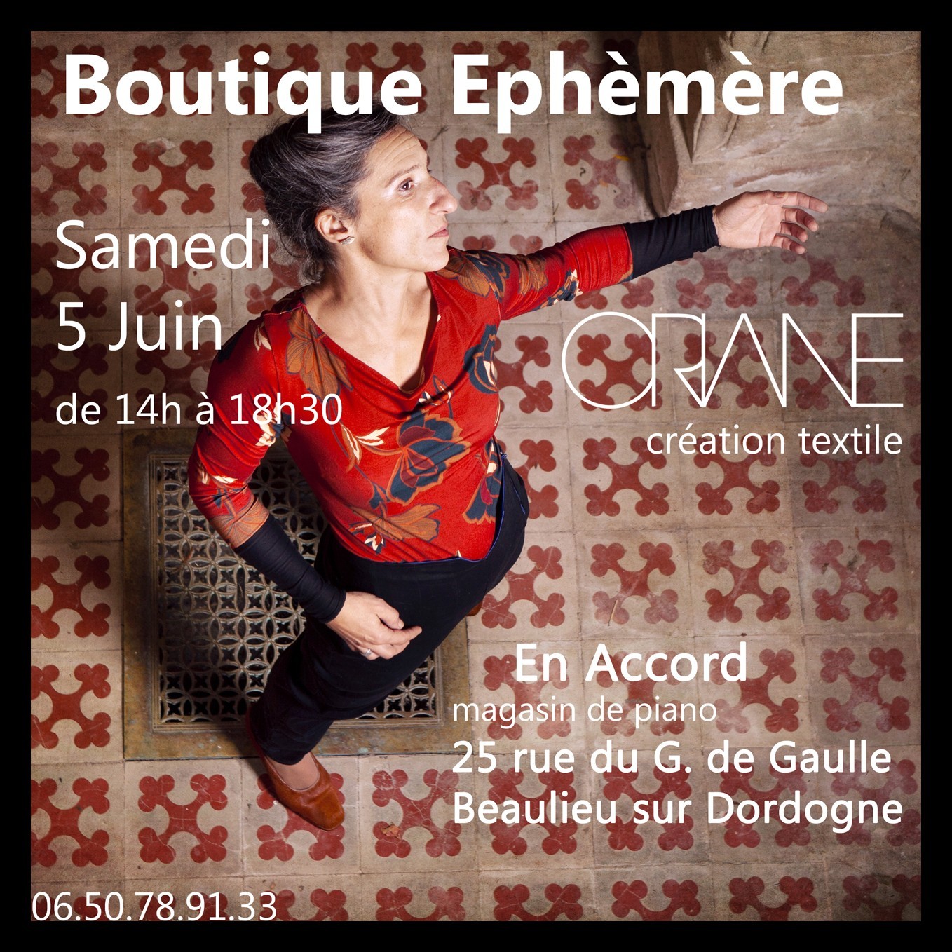 Flyer boutique éphémère Oriane création juin 2021